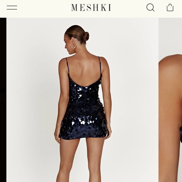 The ROMILY Sequin Mini Dress in Midnight Navy - Picture 5 of 7